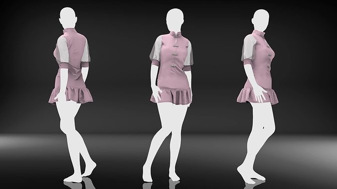 Female Fashion and Clothes - Vintage Pink 3D model