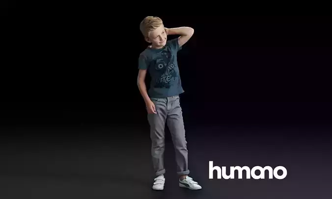 Humano Standing boy with hand behind his head 0505 3D model