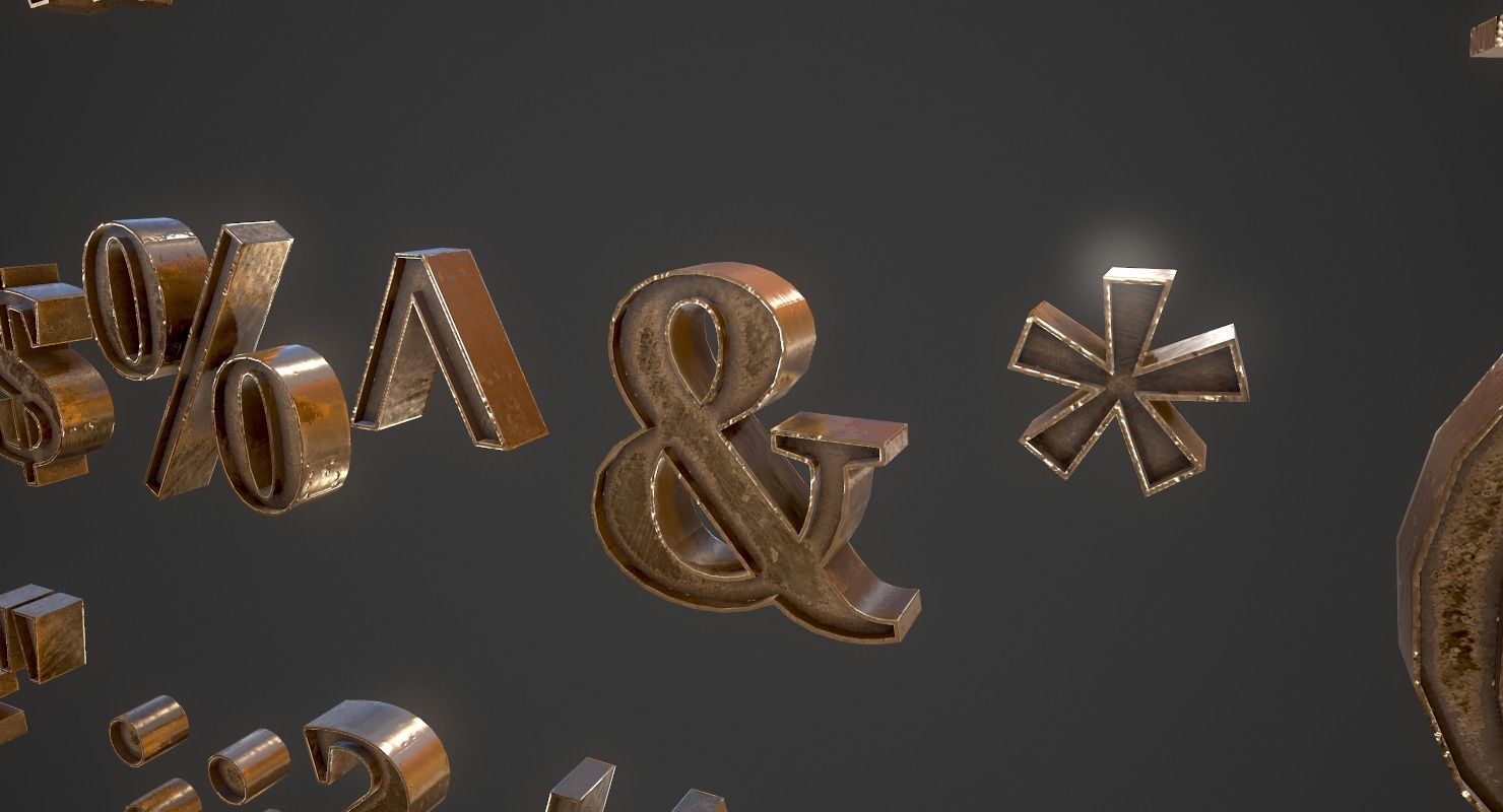 English Letters - Bronze Low-poly 3D model_14