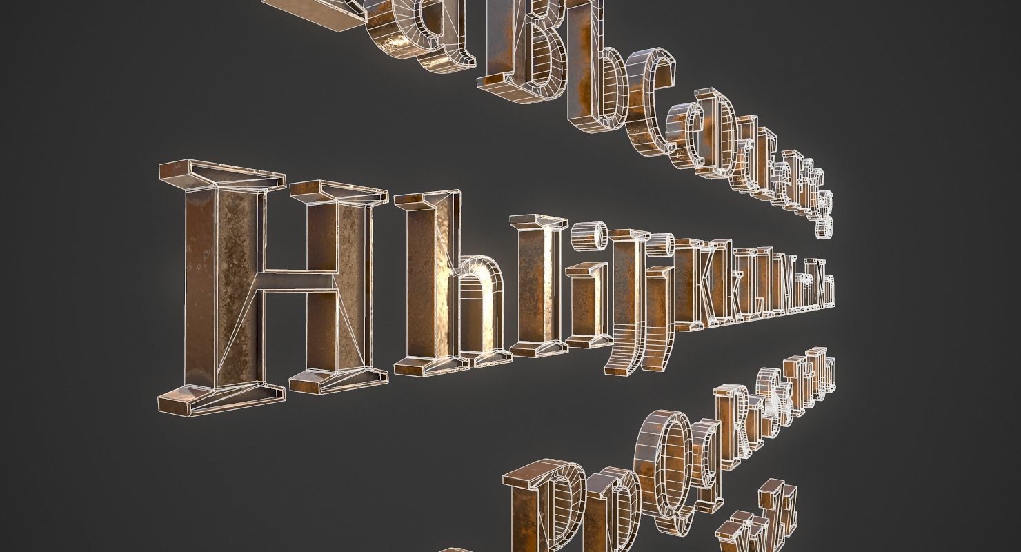 English Letters - Bronze Low-poly 3D model_18