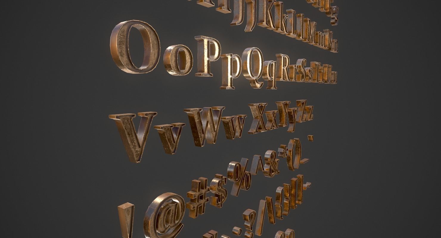 English Letters - Bronze Low-poly 3D model_4