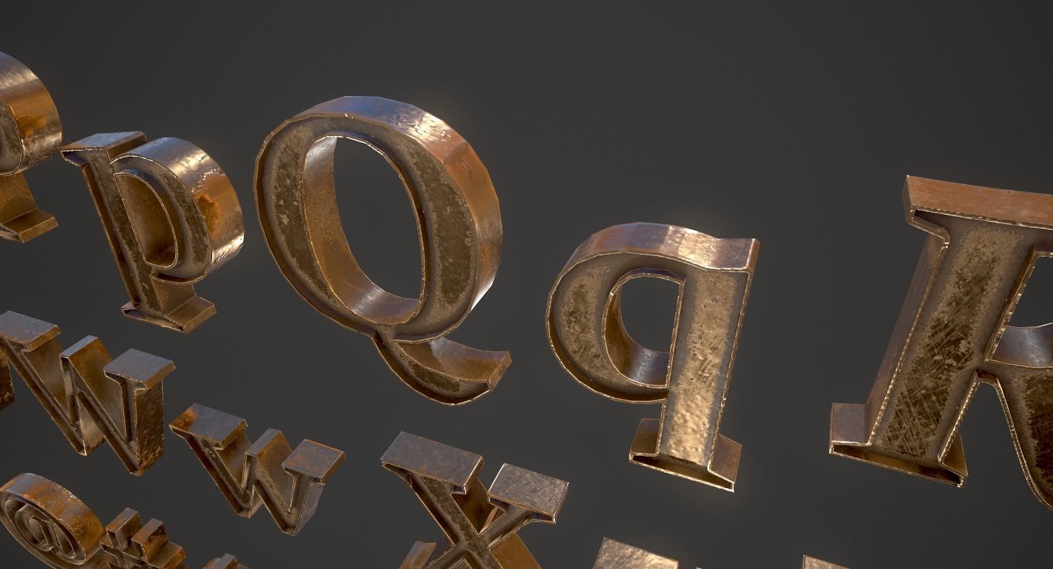 English Letters - Bronze Low-poly 3D model_11