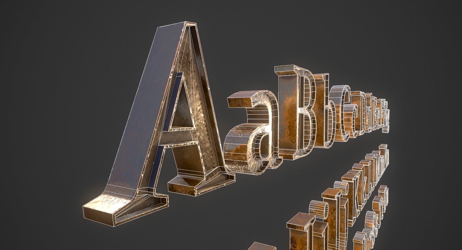 English Letters - Bronze Low-poly 3D model_17