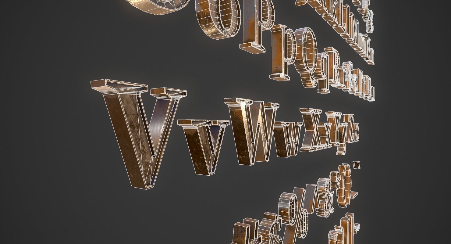 English Letters - Bronze Low-poly 3D model_20