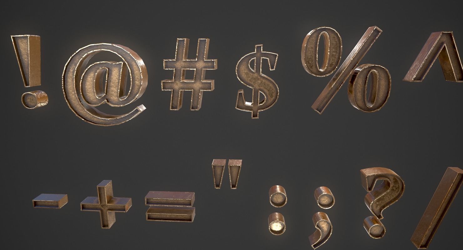 English Letters - Bronze Low-poly 3D model_13