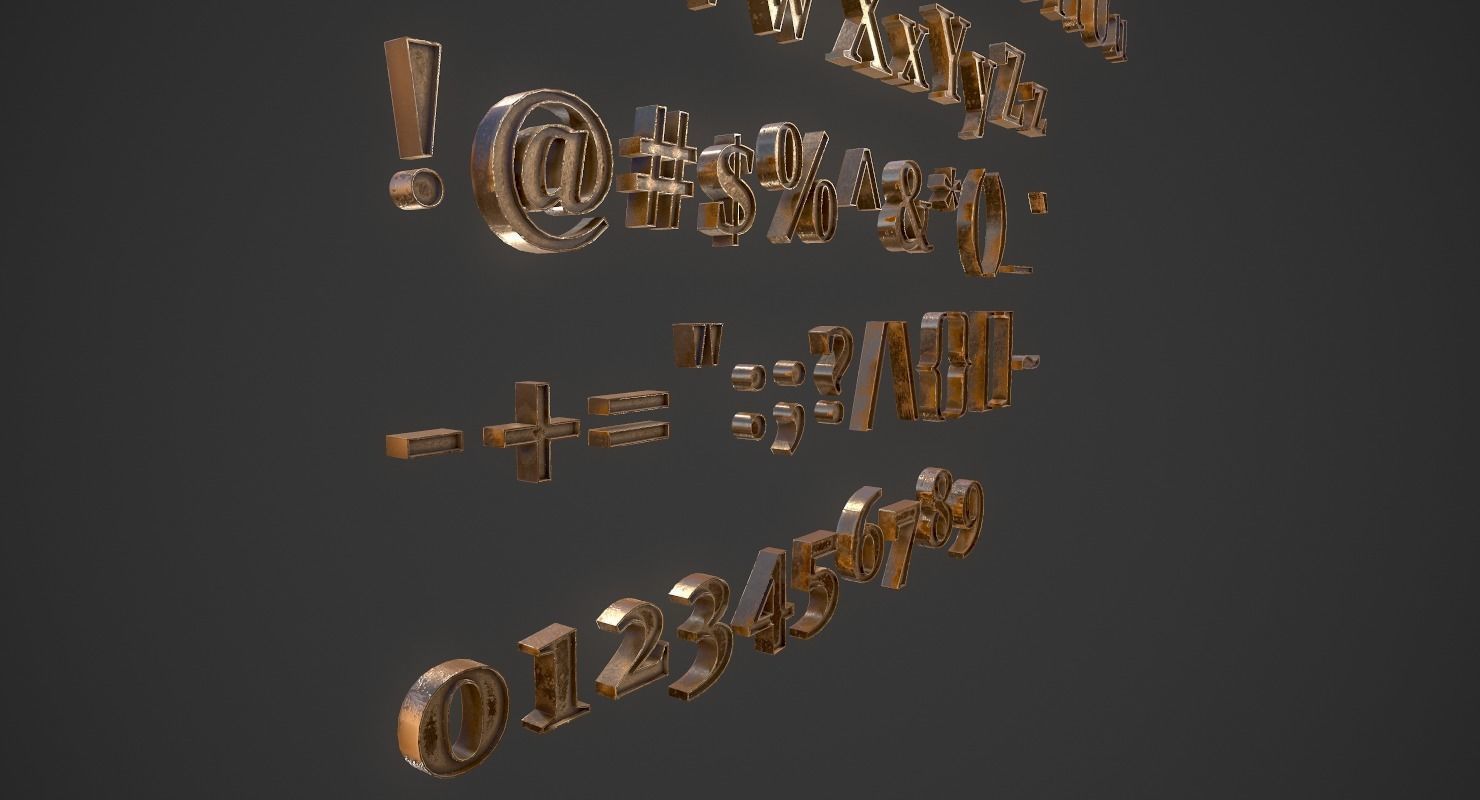 English Letters - Bronze Low-poly 3D model_5