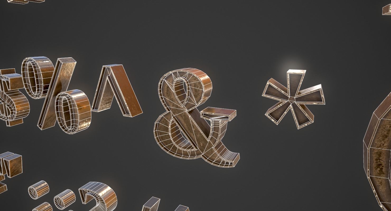 English Letters - Bronze Low-poly 3D model_15