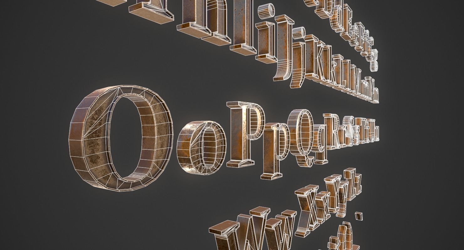 English Letters - Bronze Low-poly 3D model_19