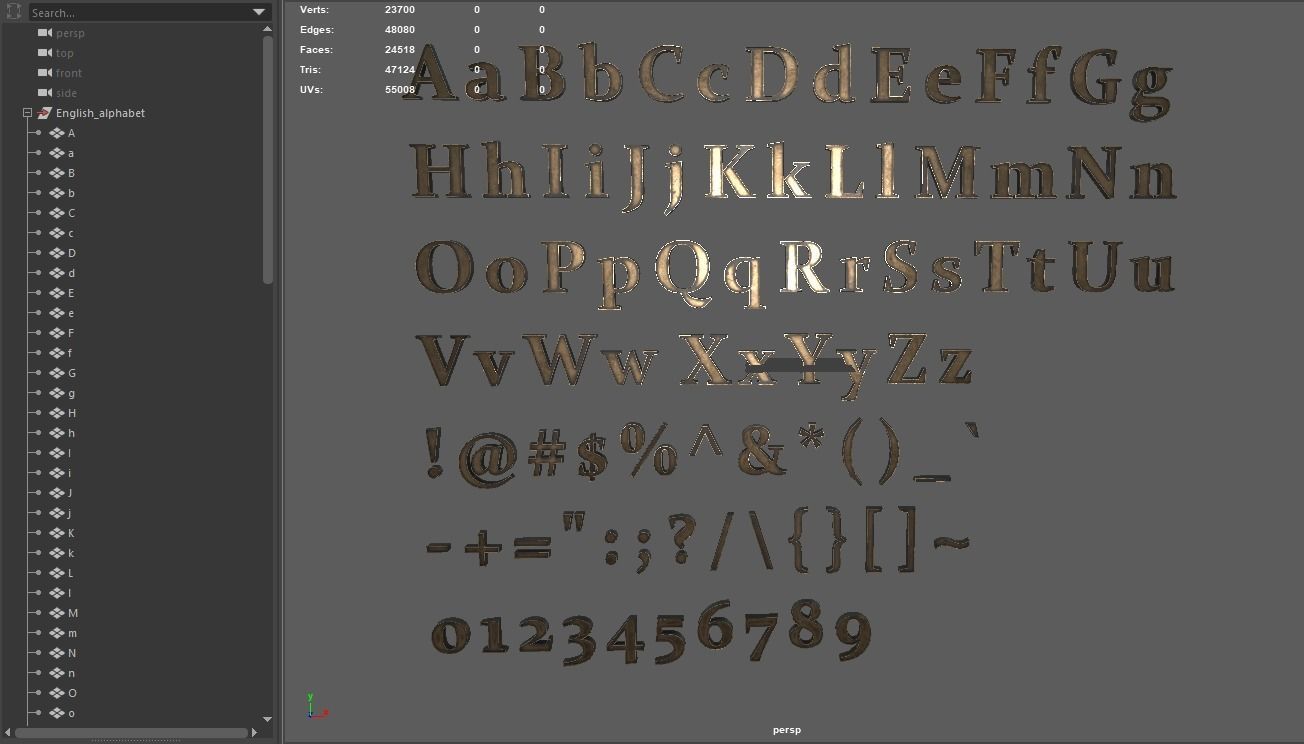 English Letters - Bronze Low-poly 3D model_21