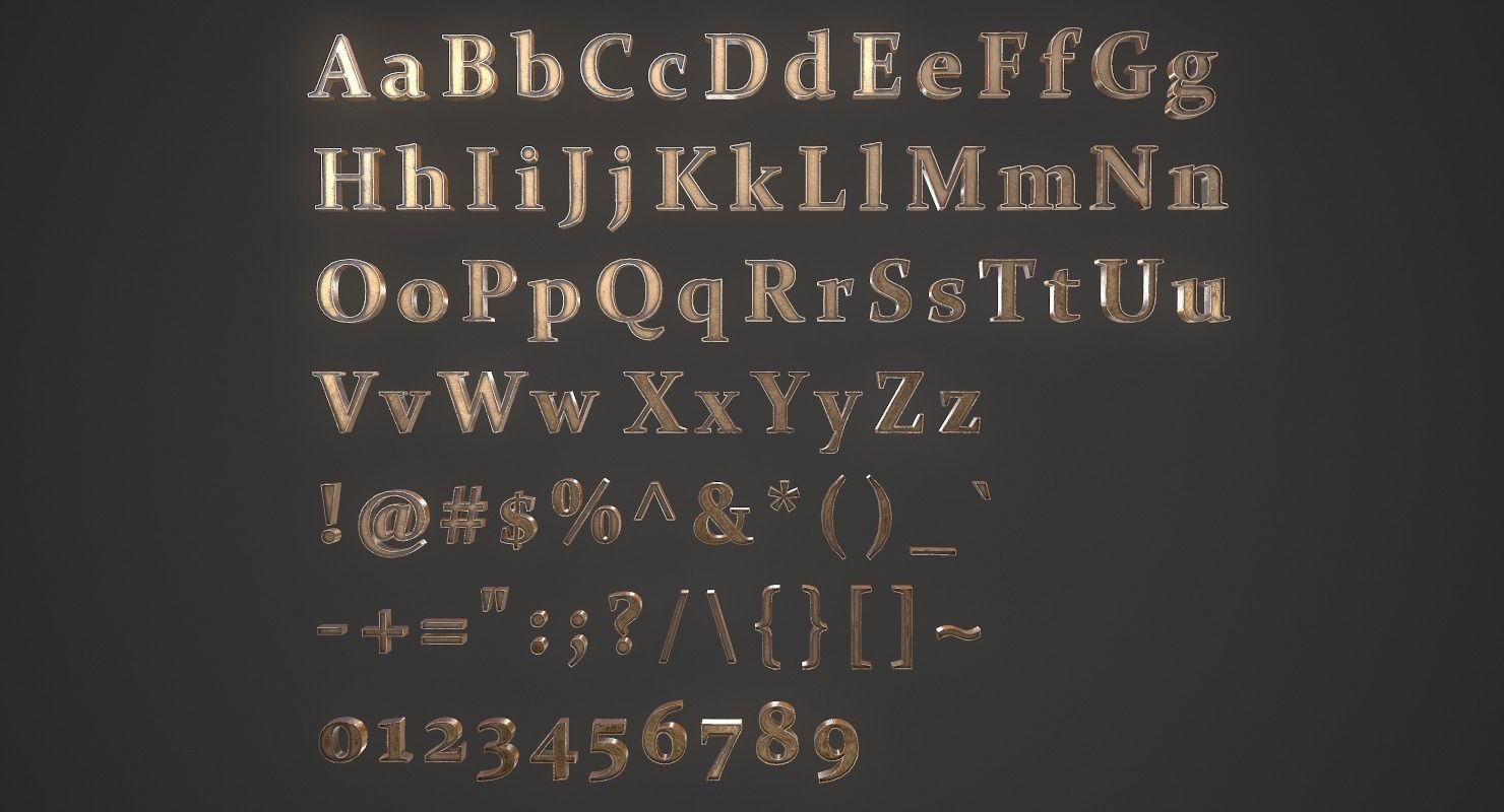 English Letters - Bronze Low-poly 3D model_2