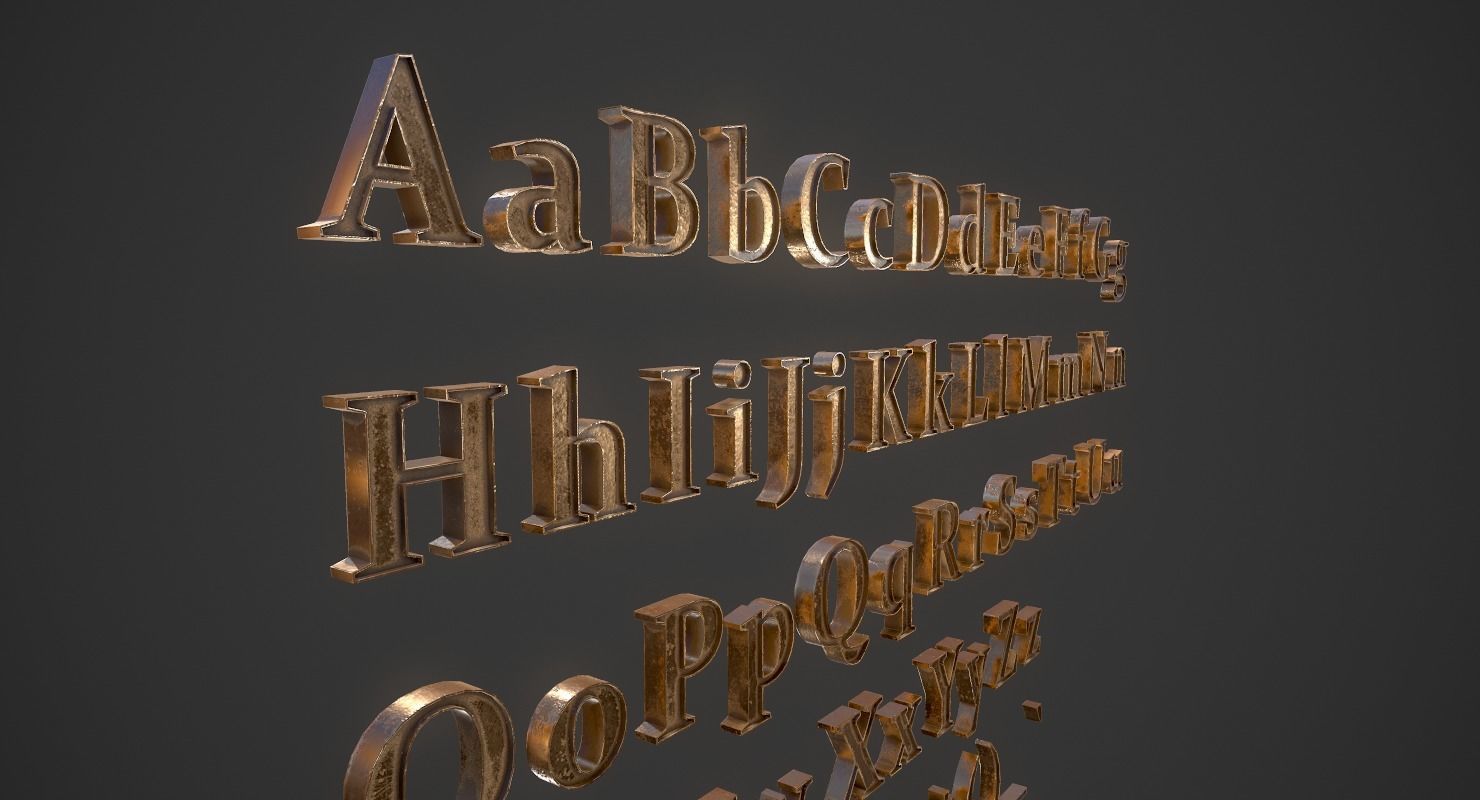 English Letters - Bronze Low-poly 3D model_3