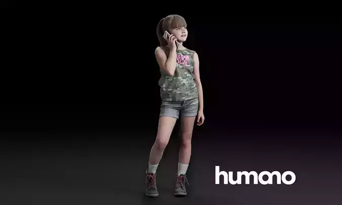 Humano Girl standing and calling 0508