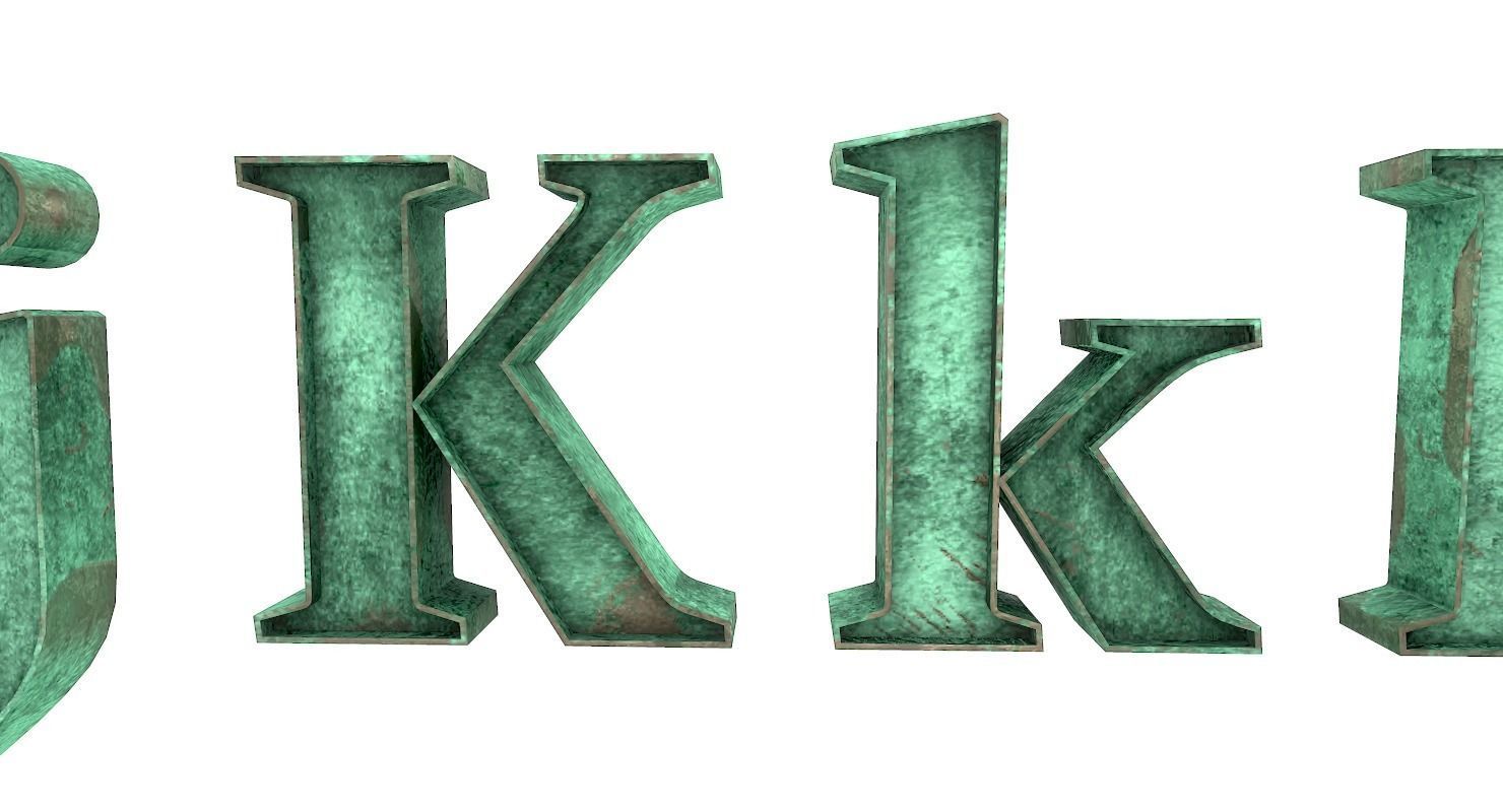 English Letters - Bronze Corroded Low-poly 3D model_11