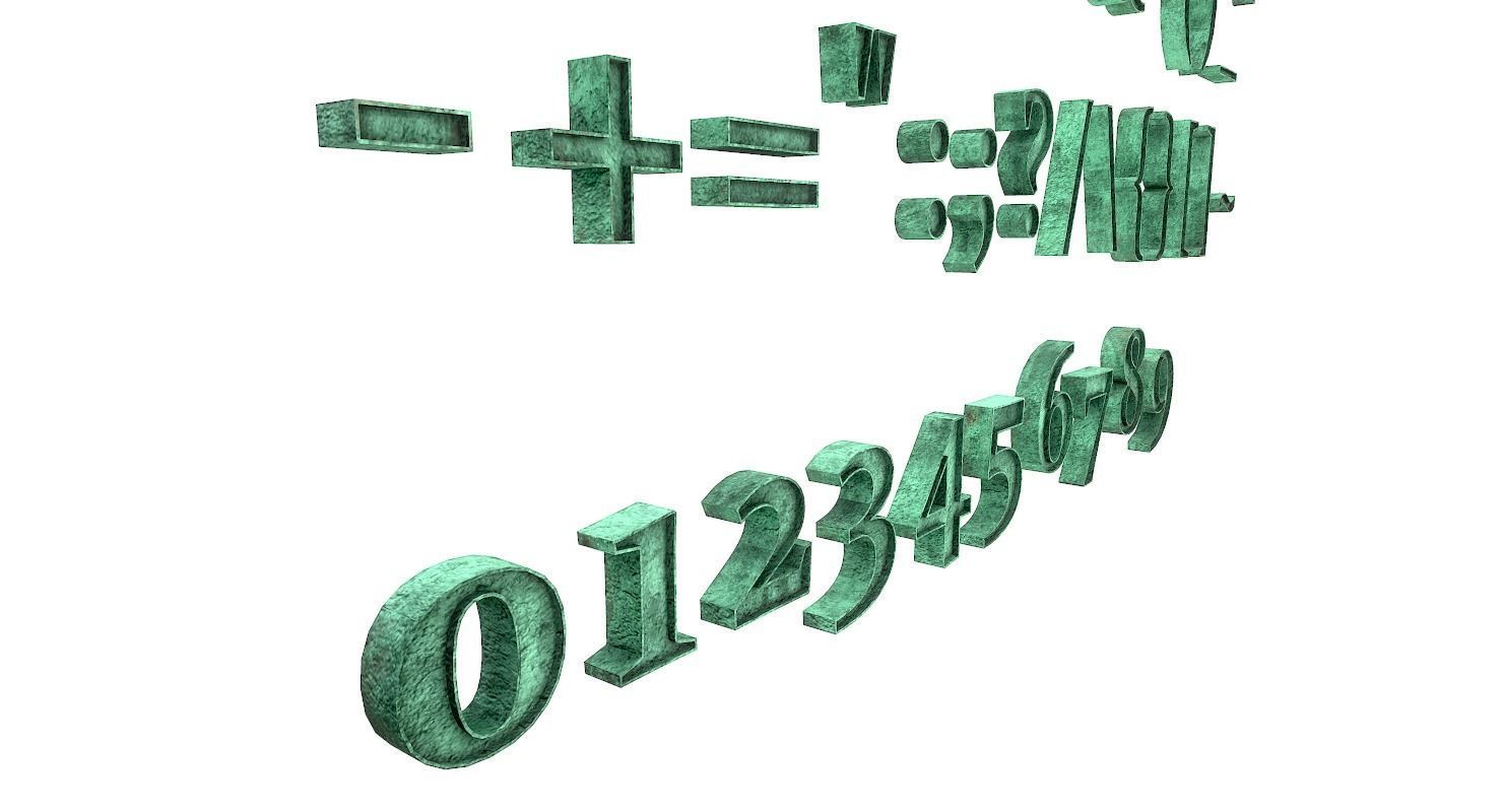 English Letters - Bronze Corroded Low-poly 3D model_5