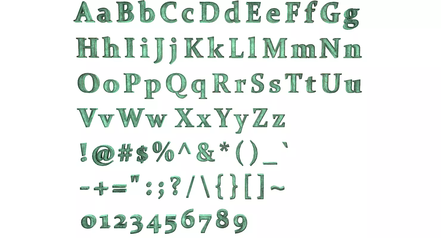 English Letters - Bronze Corroded Low-poly 3D model_0