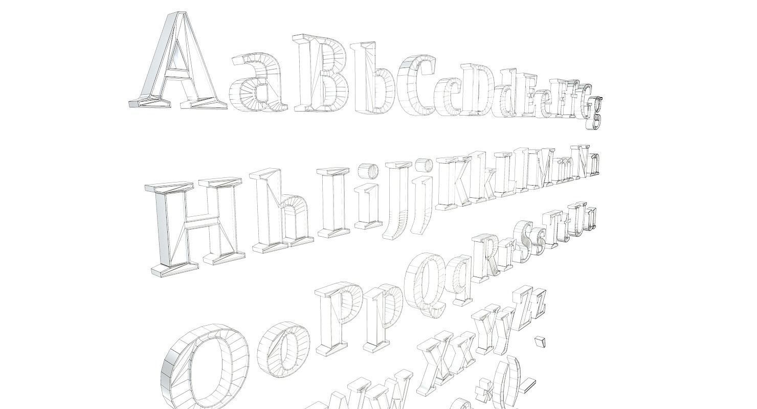 English Letters - Bronze Corroded Low-poly 3D model_13