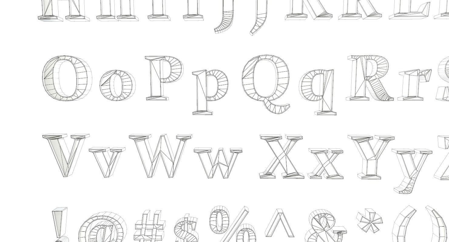 English Letters - Bronze Corroded Low-poly 3D model_14