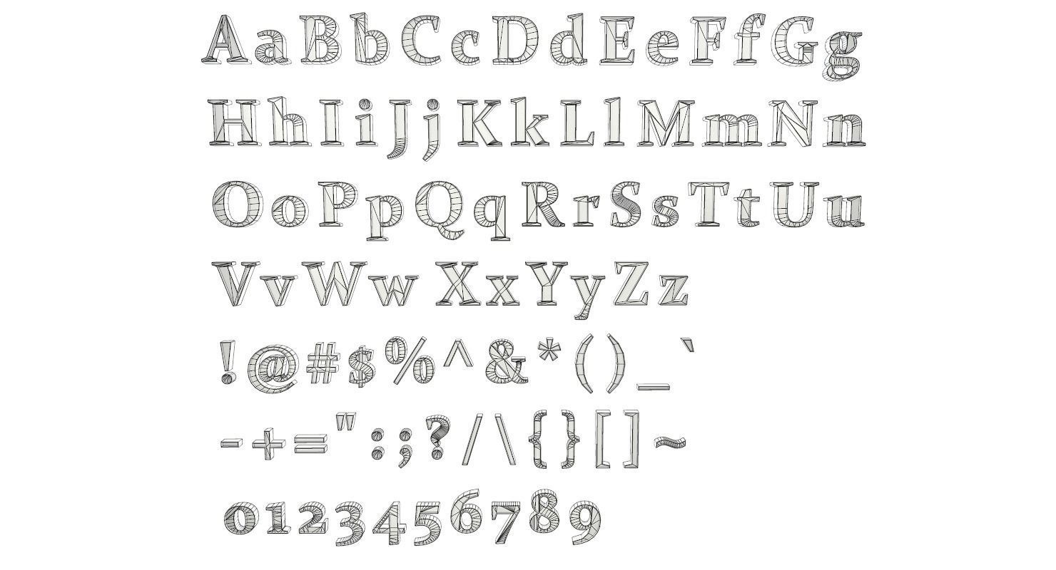 English Letters - Bronze Corroded Low-poly 3D model_12