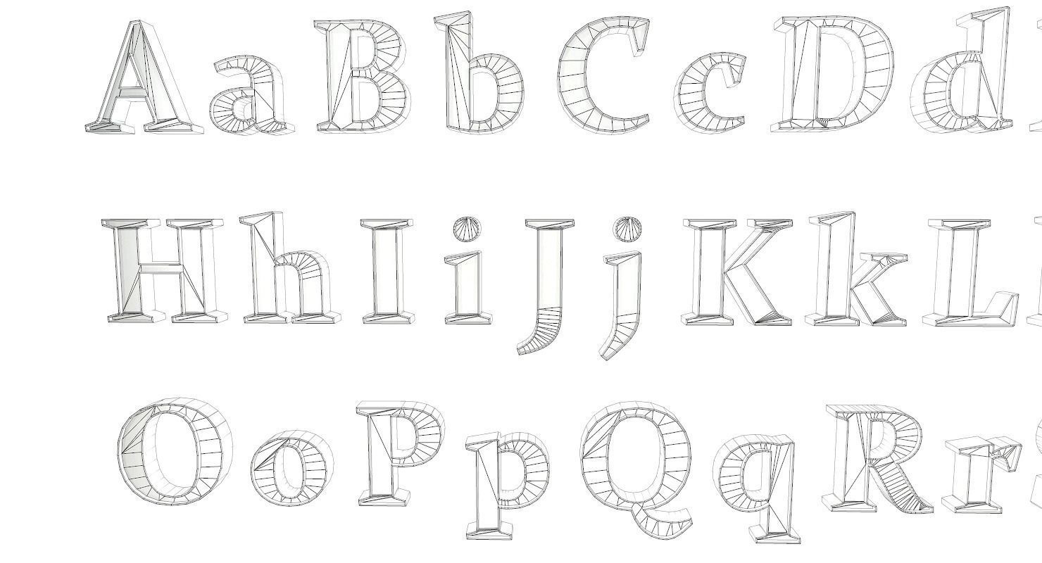 English Letters - Bronze Corroded Low-poly 3D model_15