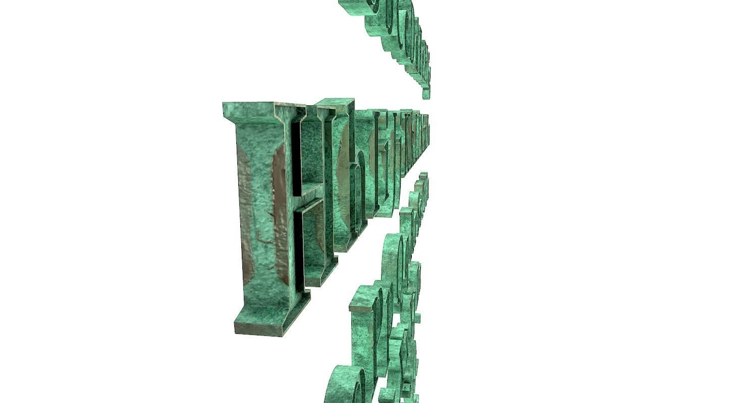 English Letters - Bronze Corroded Low-poly 3D model_10