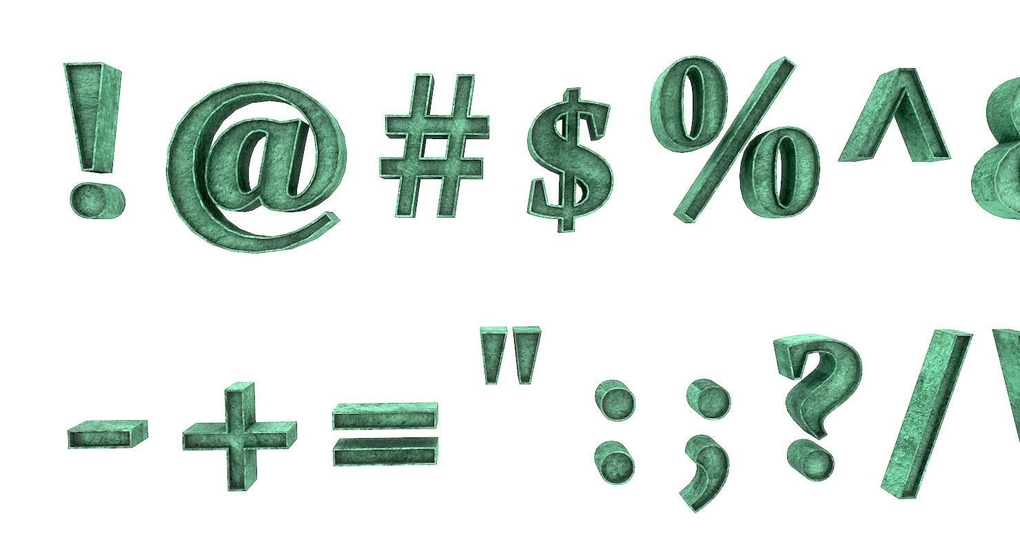 English Letters - Bronze Corroded Low-poly 3D model_7