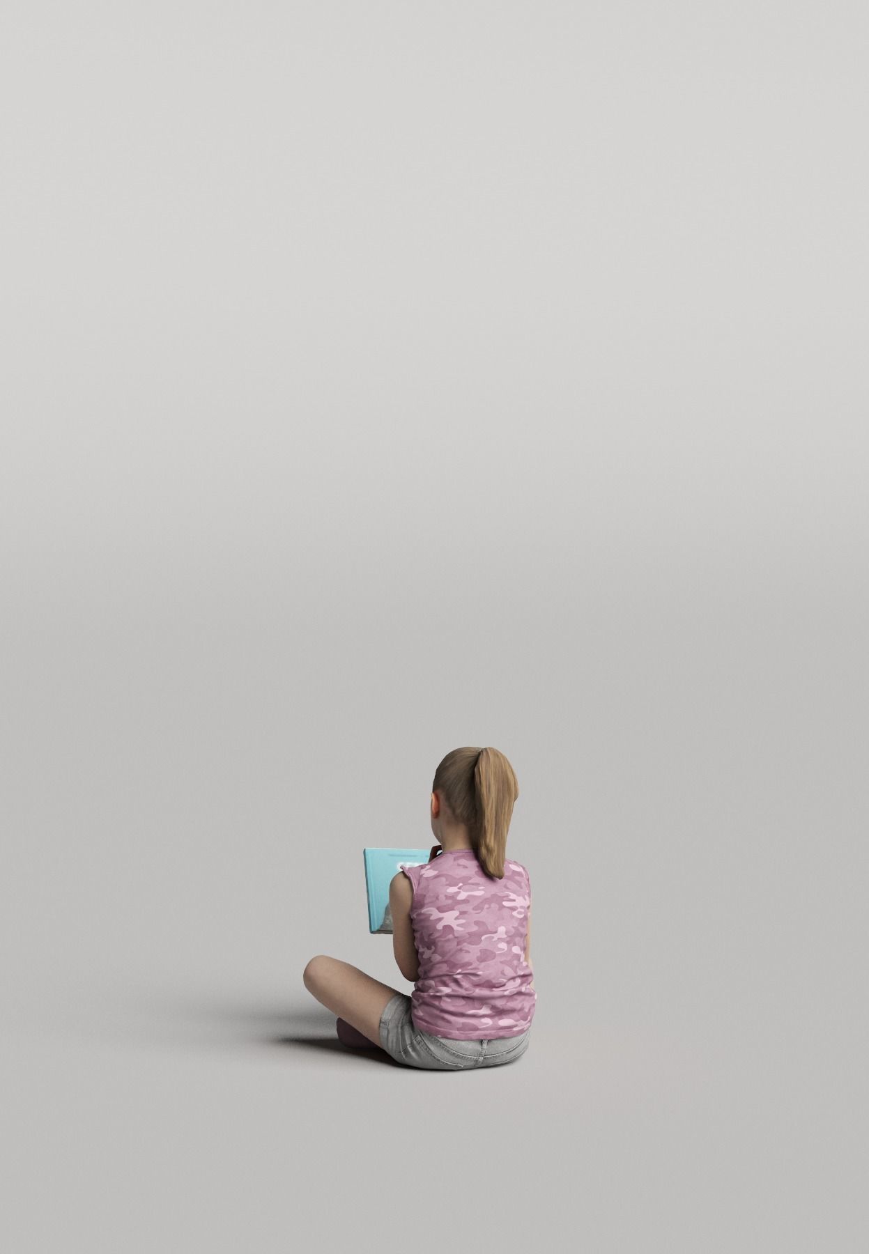 Humano Girl sitting and reading a book 0509 3D model_2
