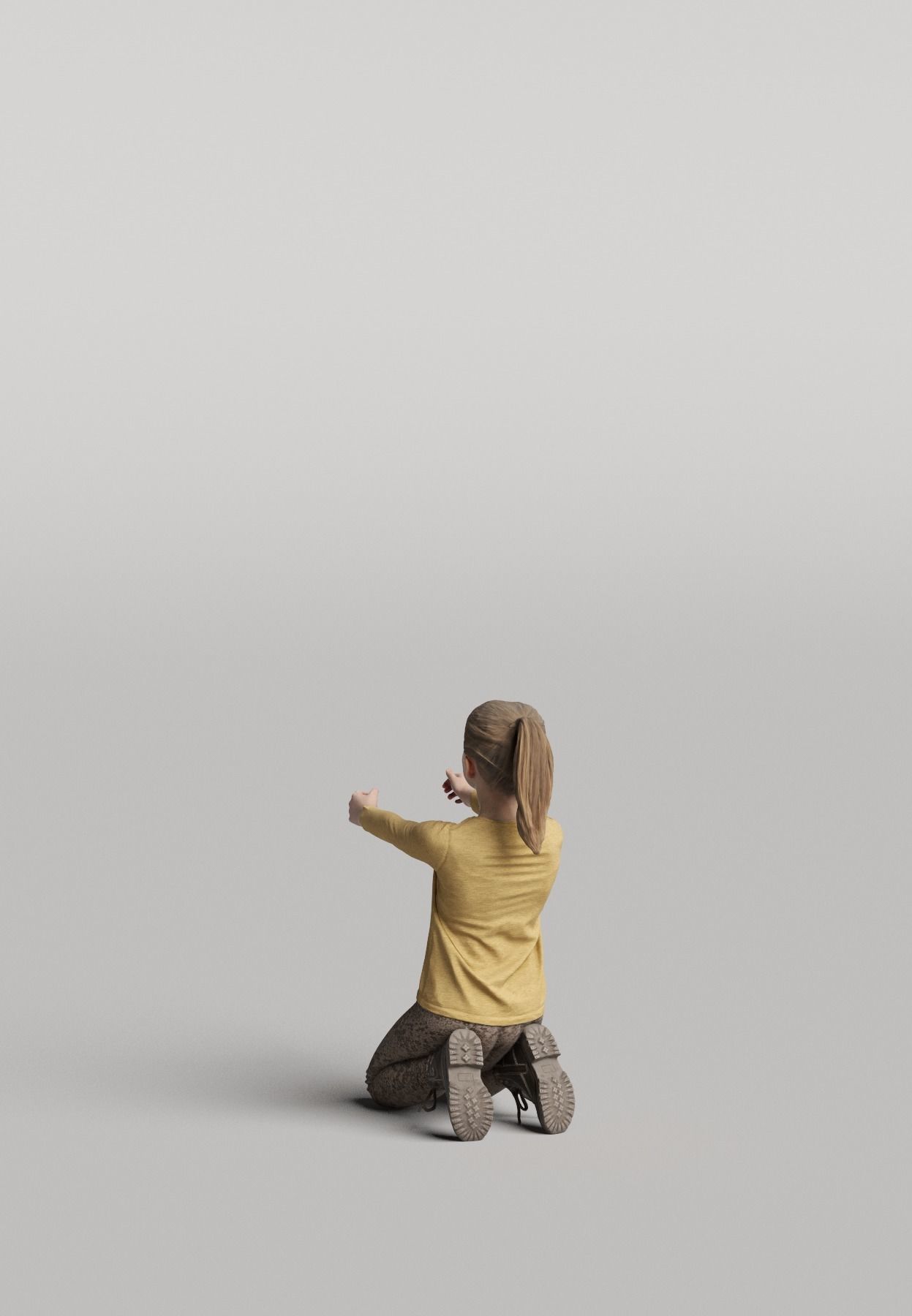 Humano Kneeling girl with outstretched arms 0510 3D model_2