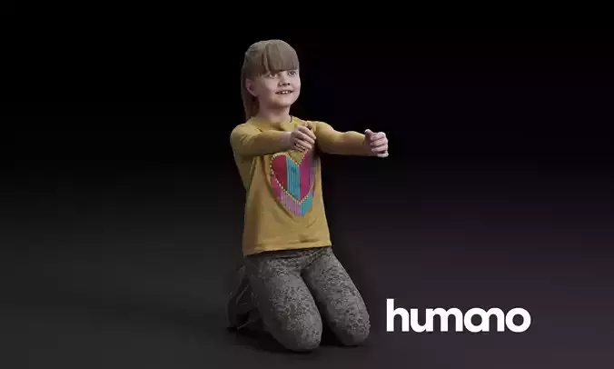 Humano Kneeling girl with outstretched arms 0510 3D model