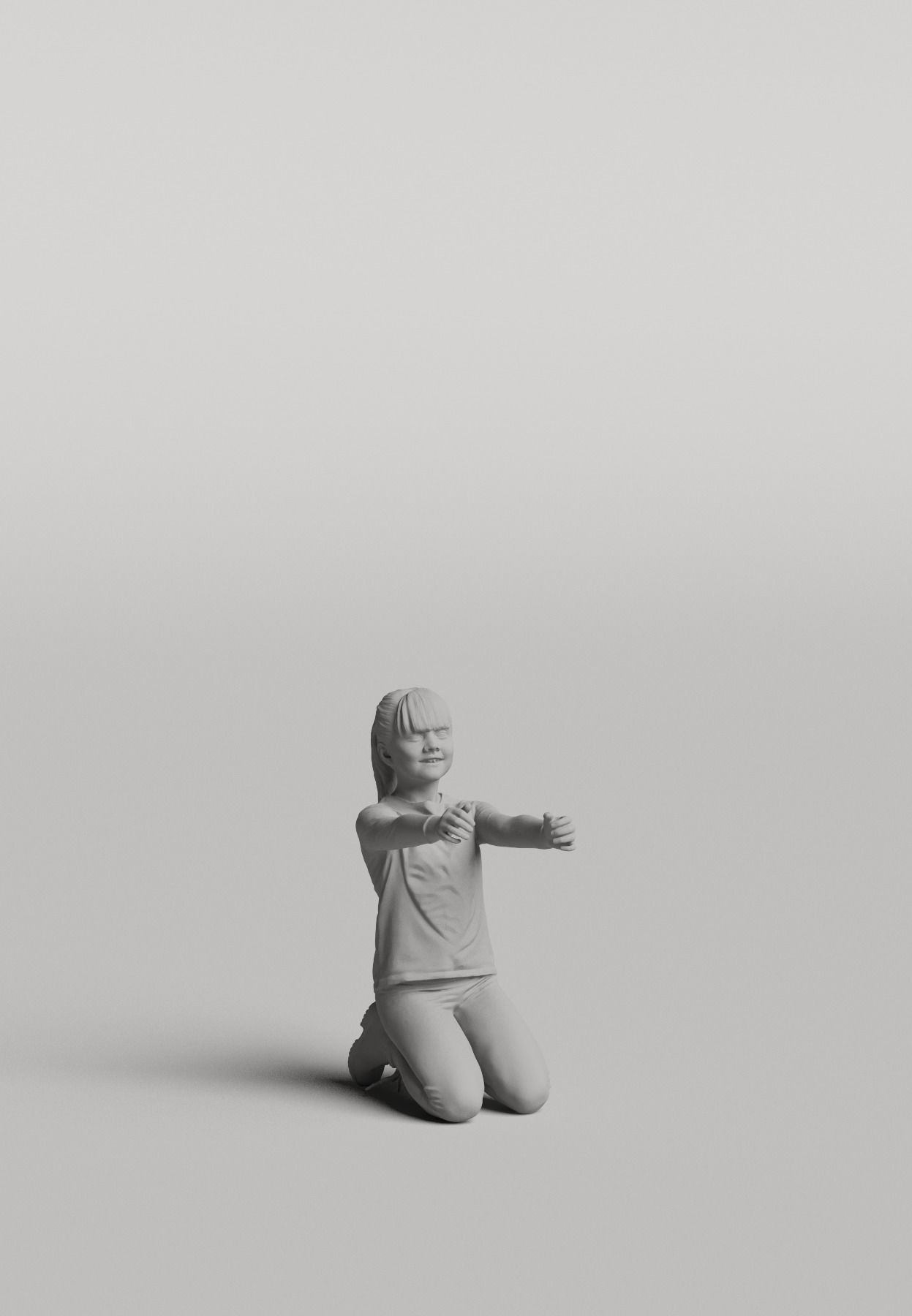 Humano Kneeling girl with outstretched arms 0510 3D model_3