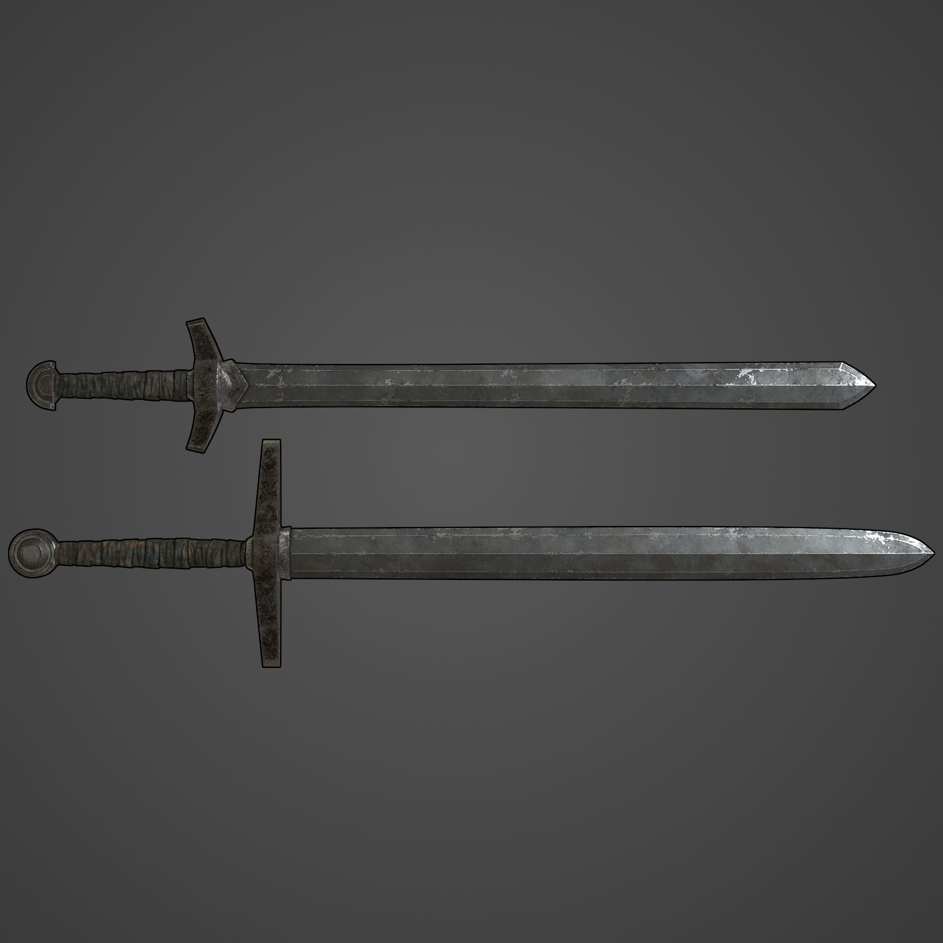Next Gen AAA Generic Medieval Swords Set Free low-poly 3D model_2