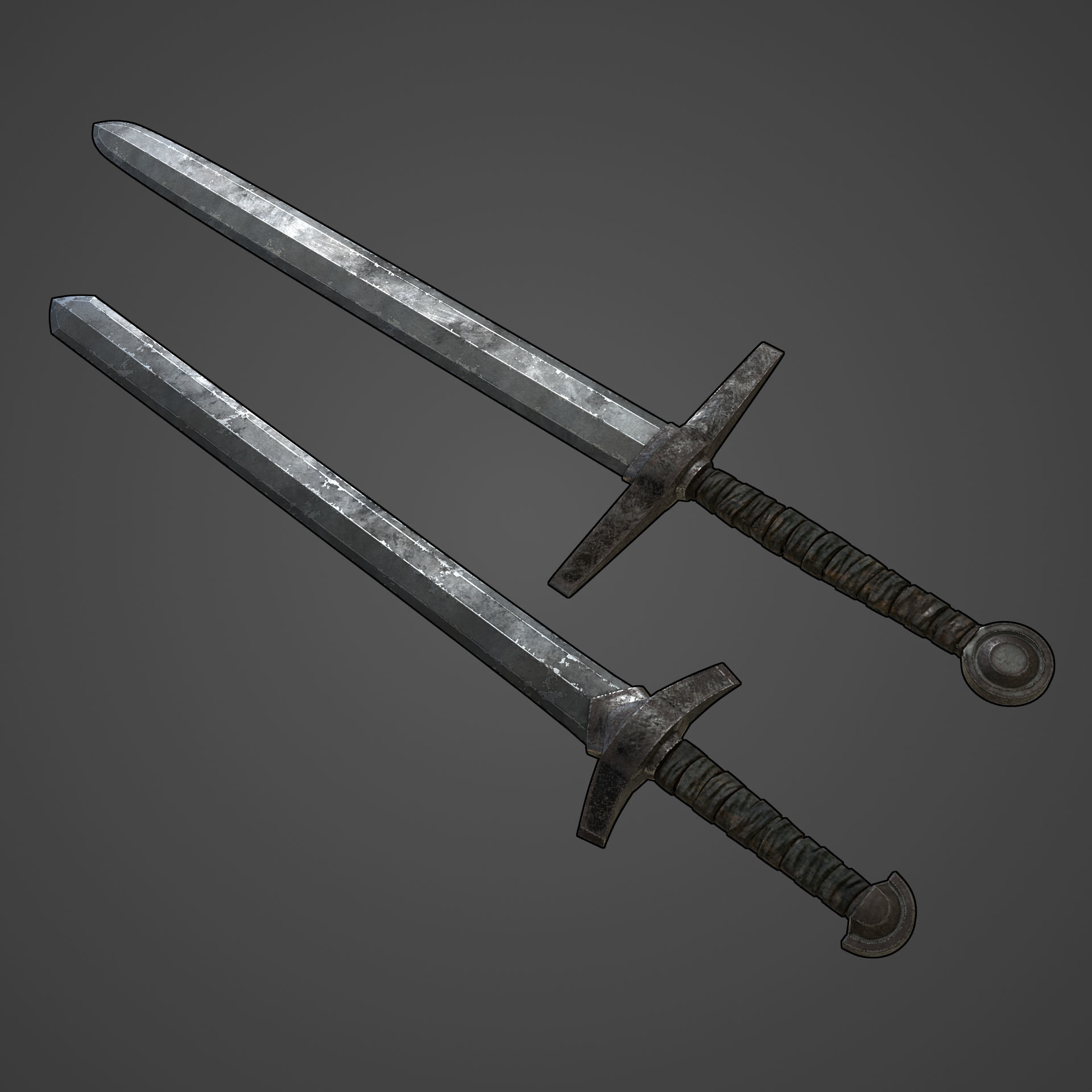 Next Gen AAA Generic Medieval Swords Set Free low-poly 3D model_1