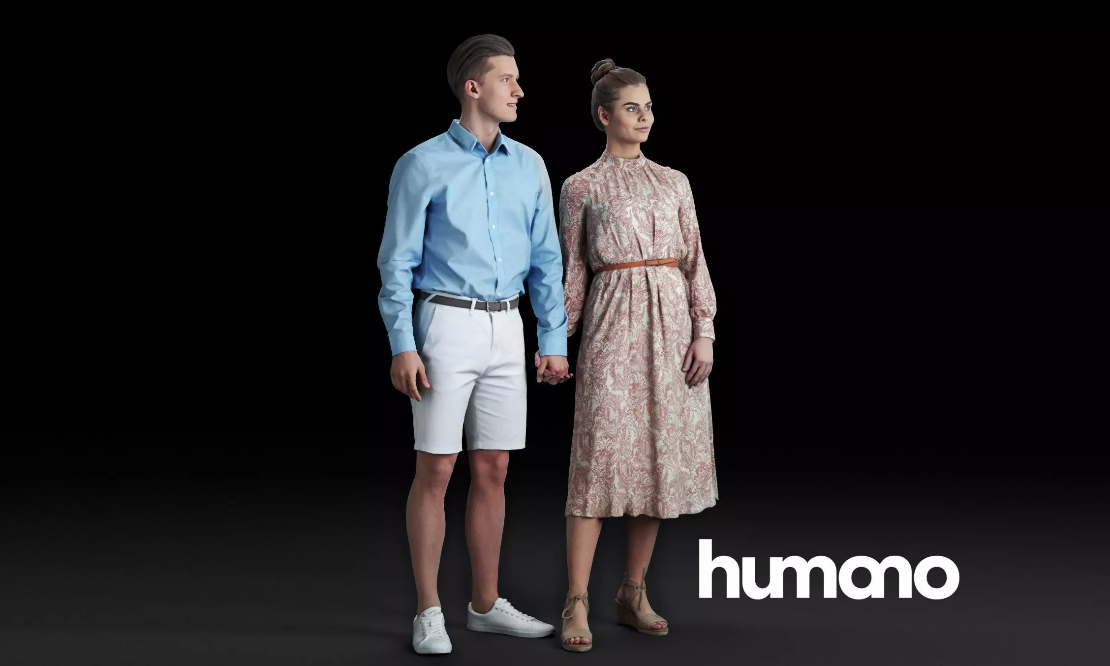 Humano Man Woman - Couple holding hands 051213 3D model_0