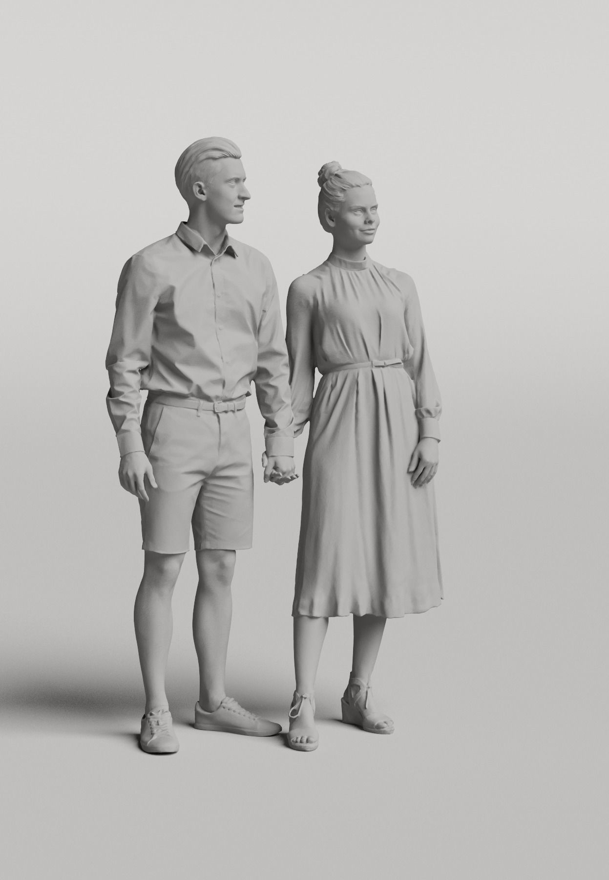 Humano Man Woman - Couple holding hands 051213 3D model_3
