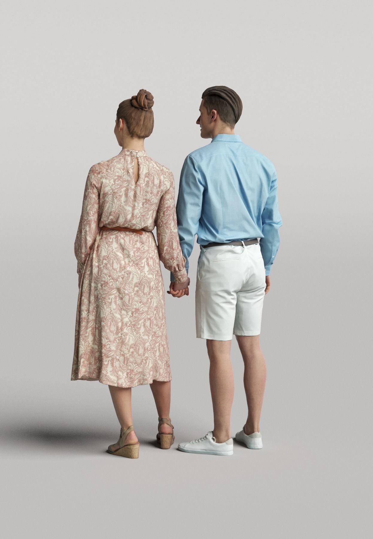 Humano Man Woman - Couple holding hands 051213 3D model_2