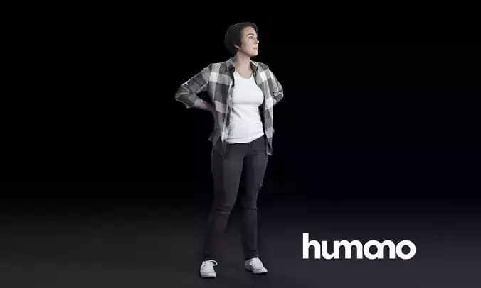 Humano Woman standing and looking 0514 3D model