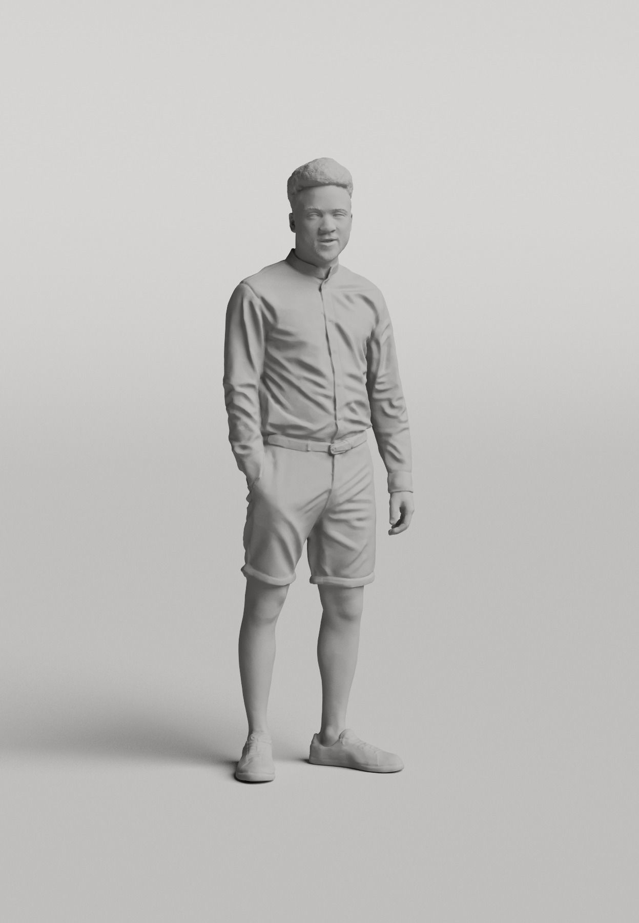 Humano Black man standing and looking 0515 3D model_3