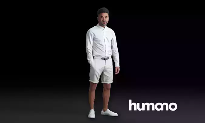 Humano Black man standing and looking 0515 3D model