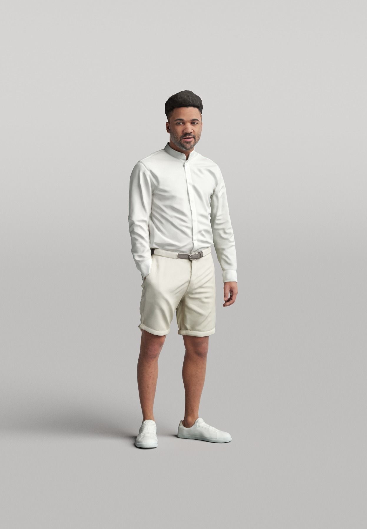 Humano Black man standing and looking 0515 3D model_1