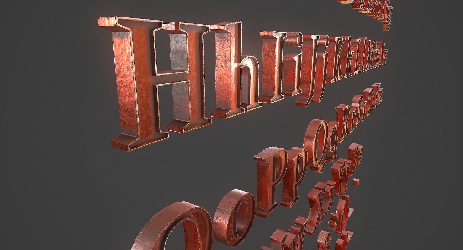English Letters - Copper Red Low-poly 3D model_4