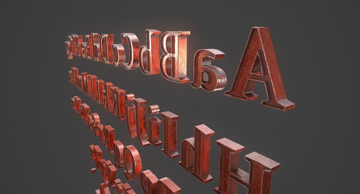 English Letters - Copper Red Low-poly 3D model_18