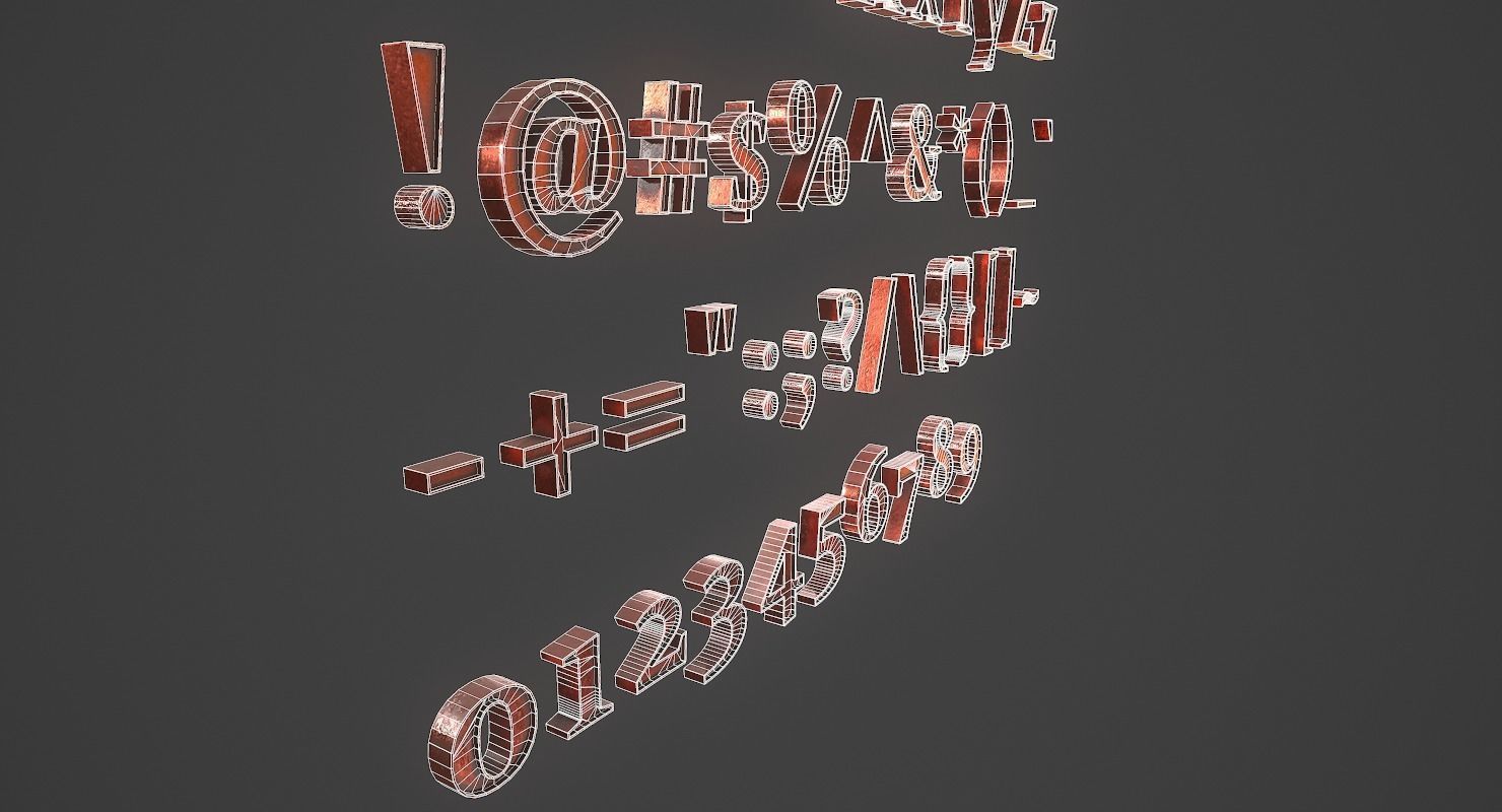 English Letters - Copper Red Low-poly 3D model_22
