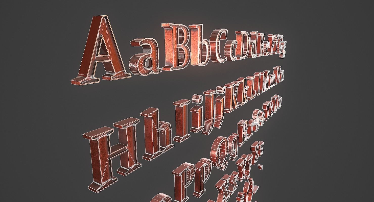 English Letters - Copper Red Low-poly 3D model_21