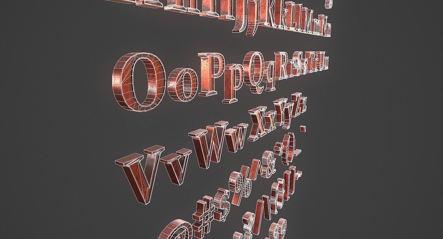 English Letters - Copper Red Low-poly 3D model_23
