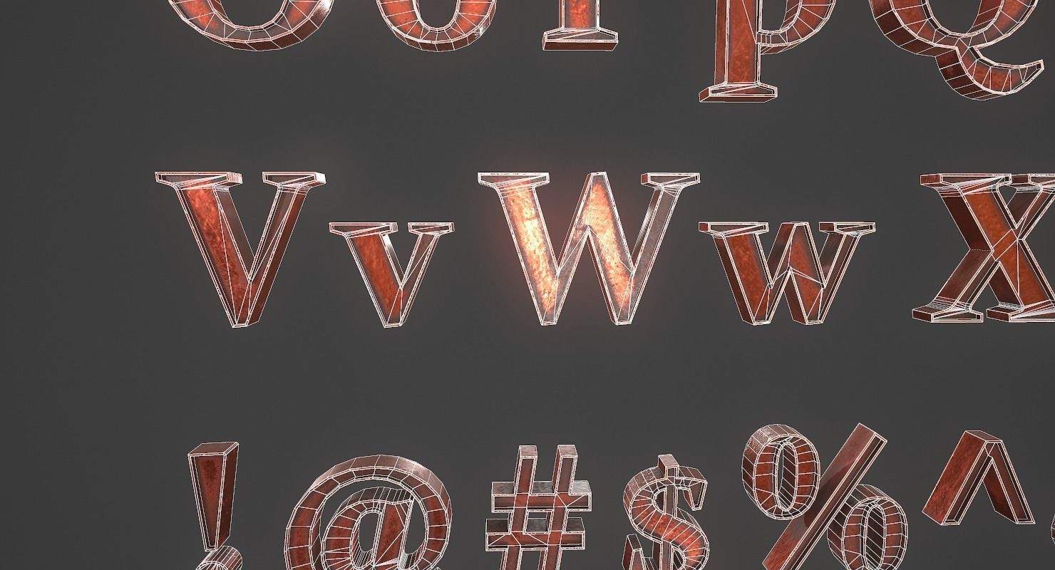 English Letters - Copper Red Low-poly 3D model_25