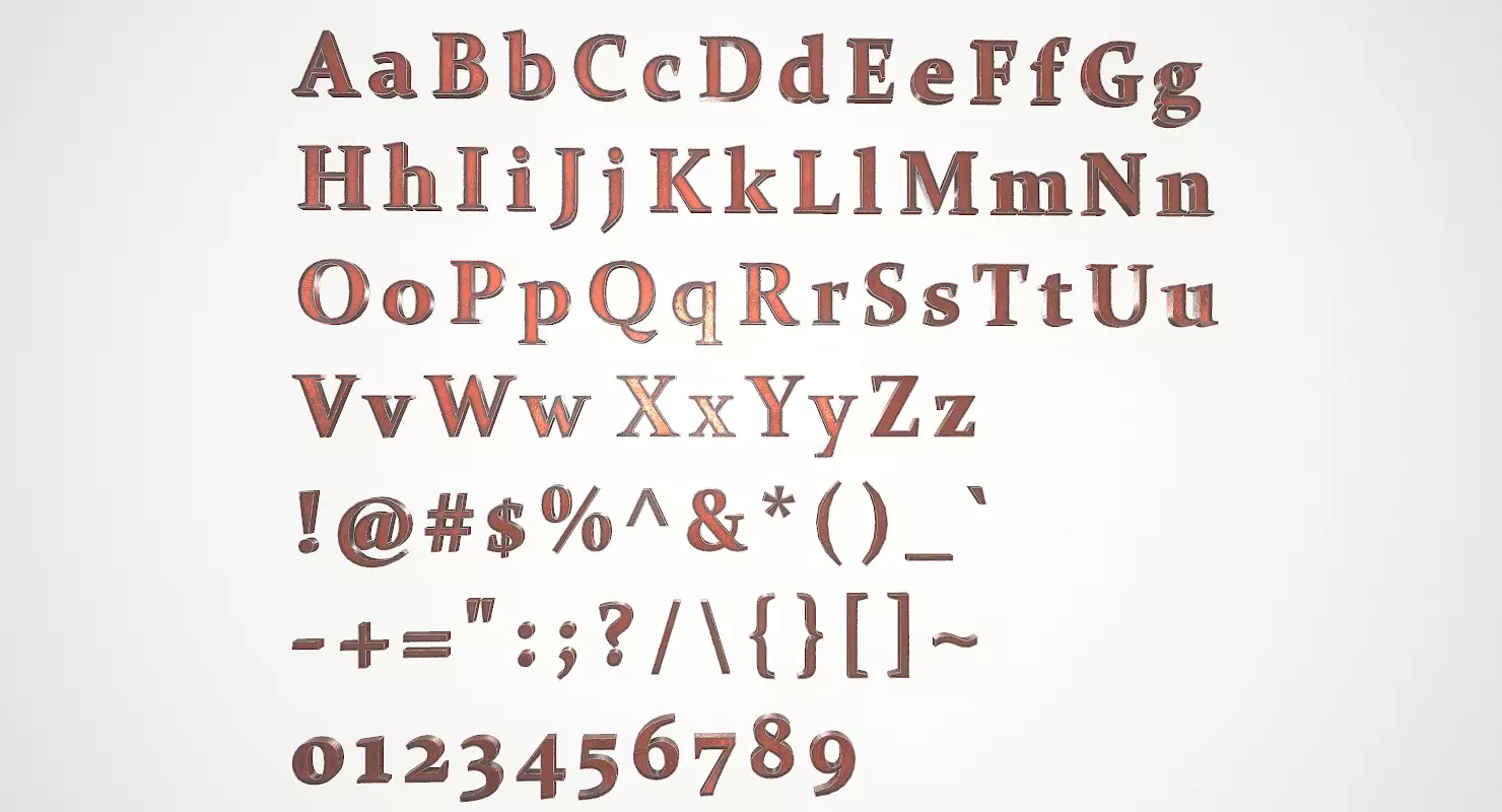 English Letters - Copper Red Low-poly 3D model_0