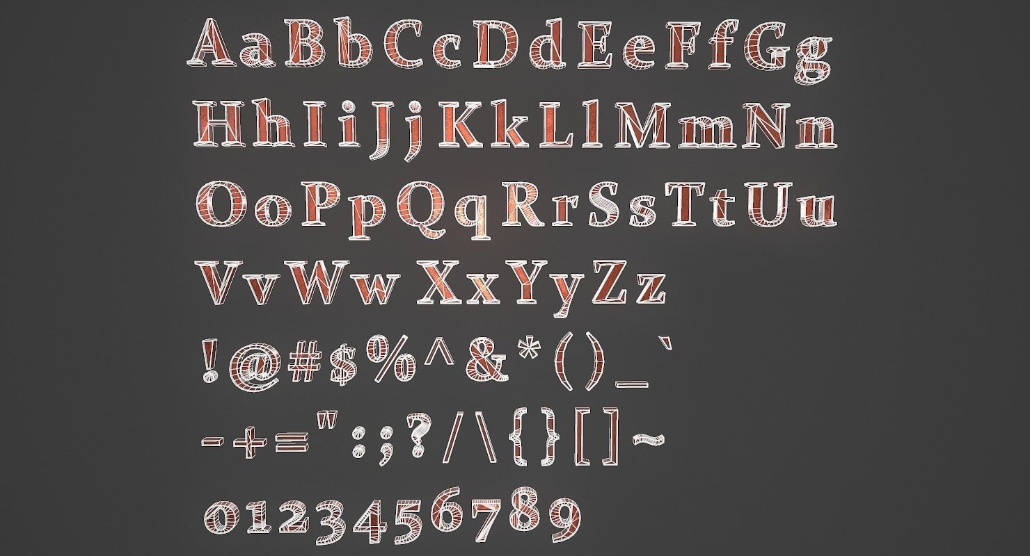 English Letters - Copper Red Low-poly 3D model_19