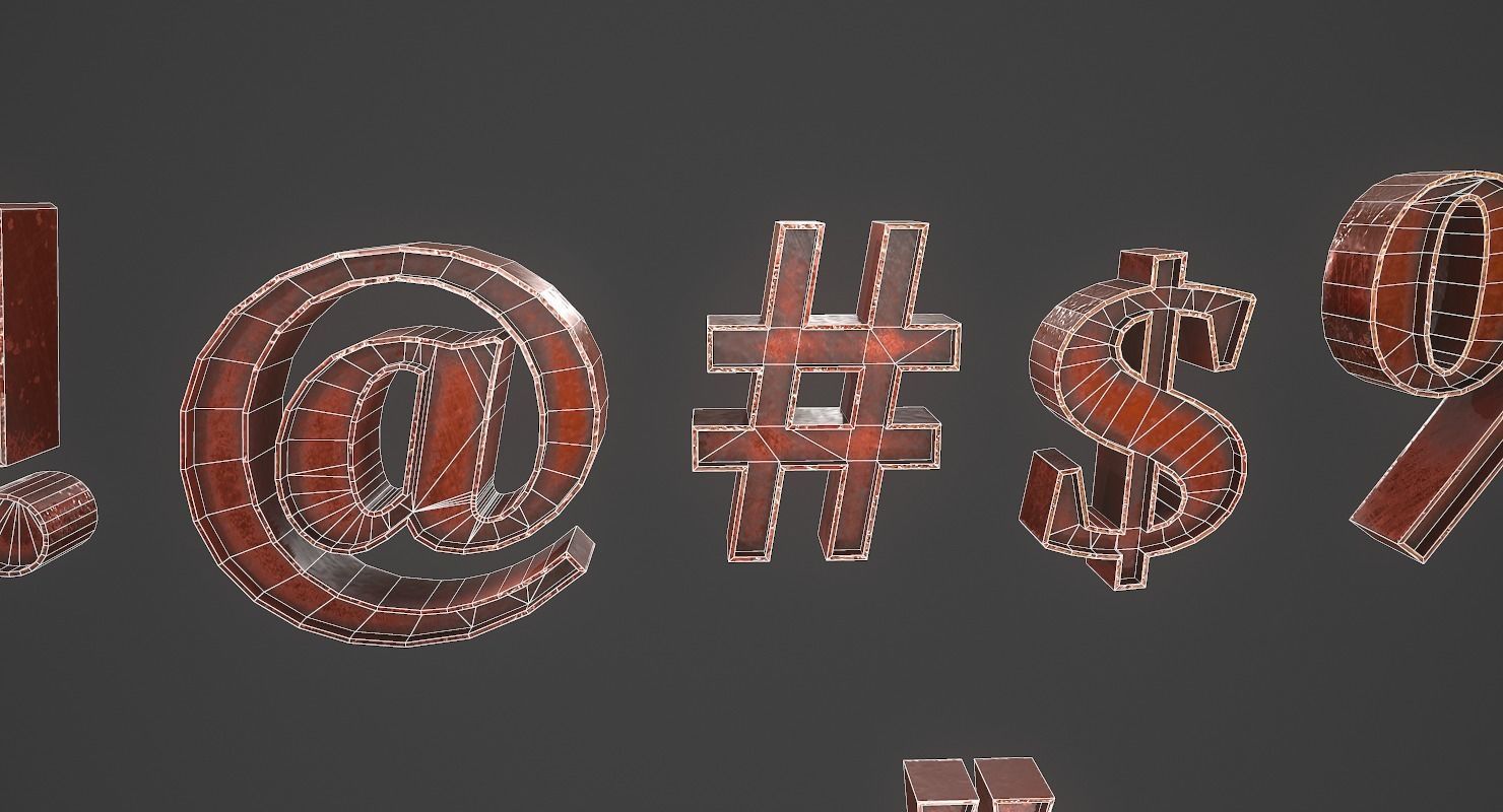 English Letters - Copper Red Low-poly 3D model_24
