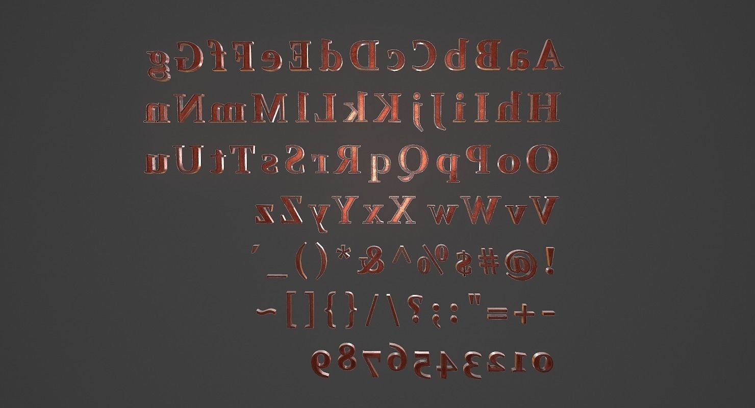English Letters - Copper Red Low-poly 3D model_15