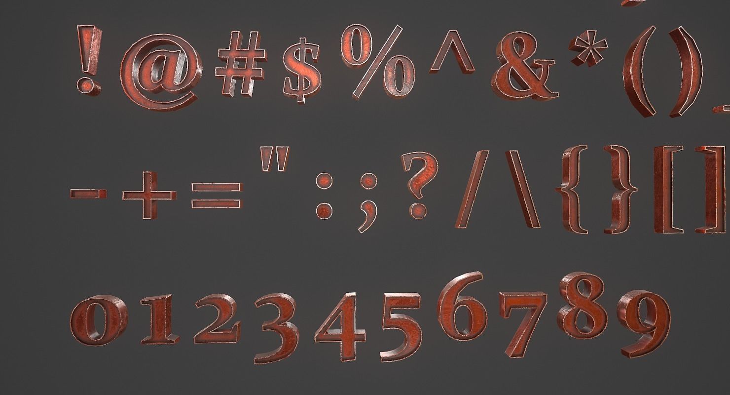 English Letters - Copper Red Low-poly 3D model_12