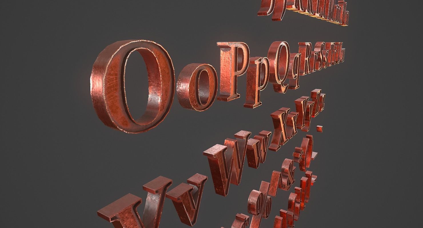English Letters - Copper Red Low-poly 3D model_7